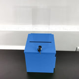 Blue Metal Donation Box Suggestion Tithes Offering Box Sign Holder 8.5X8.1X18" 10918-Blue+11460-2