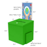 Green Metal Donation Box Suggestion Tithes Offering Box Sign Holder 8.5X8.1X18" 10918-Green+11460-2