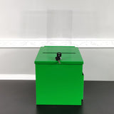 Green Metal Donation Box Suggestion Tithes Offering Box Sign Holder 8.5X8.1X18" 10918-Green+11460-2