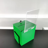 Green Metal Donation Box Suggestion Tithes Offering Box Sign Holder 8.5X8.1X18" 10918-Green+11460-2