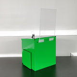 Green Metal Donation Box Suggestion Tithes Offering Box Sign Holder 8.5X8.1X18" 10918-Green+11460-2