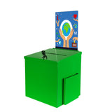 Green Metal Donation Box Suggestion Tithes Offering Box Sign Holder 8.5X8.1X18" 10918-Green+11460-2