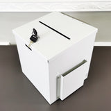 White Metal Donation Box Collection Box Tithes Offering Drop Ballet 8.5X8X9.5 10918-WHITE-RIVETP