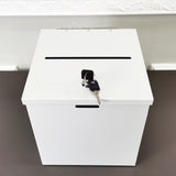 White Metal Donation Box Collection Box Tithes Offering Drop Ballet 8.5X8X9.5 10918-WHITE-RIVETP