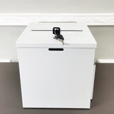 White Metal Donation Box Collection Box Tithes Offering Drop Ballet 8.5X8X9.5 10918-WHITE-RIVETP