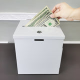 White Metal Donation Box Collection Box Tithes Offering Drop Ballet 8.5X8X9.5 10918-WHITE-RIVETP