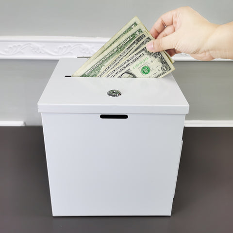 Tithe Donation Box White Metal Donation Box Collection Box Tithes Offering Drop Ballet 8 ...