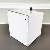 White Metal Donation Box Collection Box Tithes Offering Drop Ballet 8.5X8X9.5 10918-WHITE-RIVETP