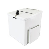 White Metal Donation Box Collection Box Tithes Offering Drop Ballet 8.5X8X9.5 10918-WHITE-RIVETP