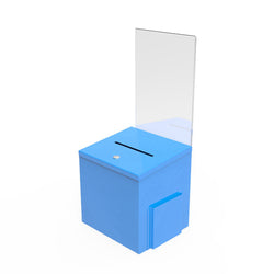 Blue Metal Donation Box Suggestion Fund Raising Collection Charity Ballot Box