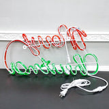 FixtureDisplays® Merry Christmas LED Rope Light, 110V 7 Watts, with Detachable Wire Frame 23"x13" 109