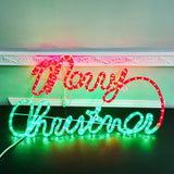 FixtureDisplays® Merry Christmas LED Rope Light, 110V 7 Watts, with Detachable Wire Frame 23"x13" 109
