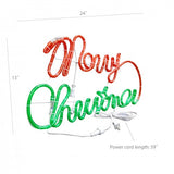 FixtureDisplays® Merry Christmas LED Rope Light, 110V 7 Watts, with Detachable Wire Frame 23"x13" 109