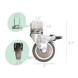 Edge Mount 18mm Board Panel 3" Caster Wheel Brake Castor with 0.7" U Bracket 10968-3"WHEEL