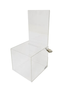 Small Acrylic Plexiglass Clear Donation Box Tip Offering Charity Fundraising Box 4.25 X 4.25 X 9.9"