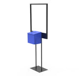 Stand, Bulletin Poster Donation Ballot Collection with Blue Metal Box