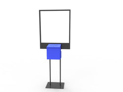 Stand, Bulletin Poster Donation Ballot Collection with Blue Metal Box