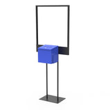 Stand, Bulletin Poster Donation Ballot Collection with Blue Metal Box