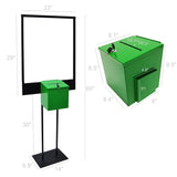 Metal Donation Poster Stand Suggestion Box Charity4 Fundraising Tithes Offering 11063+10918-GREEN