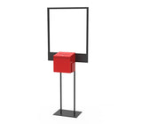 Stand, Bulletin Poster Donation Ballot Collection with Red Metal Box