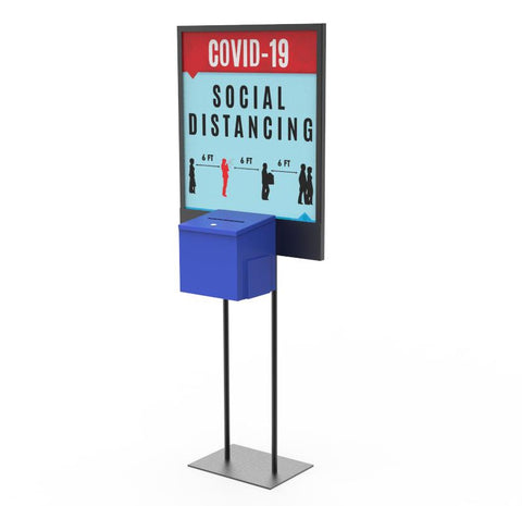 Poster Stand Social Distane Donation Charity Fundraising Box Collection Tithing