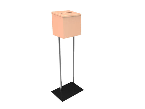 Beige Metal Ballot Box Donation Box Suggestion Box With Black Stand