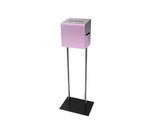 Pink Metal Ballot Box Donation Box Suggestion Box With Black Stand