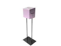 Pink Metal Ballot Box Donation Box Suggestion Box With Black Stand