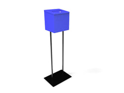 Blue Metal Ballot Box Donation Box Suggestion Box With Black Stand