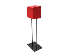 Red Metal Ballot Box Donation Box Suggestion Box With Black Stand