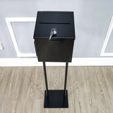 Black Metal Ballot Box Donation Box Suggestion Box With Black Stand