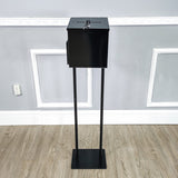 Black Metal Ballot Box Donation Box Suggestion Box With Black Stand