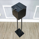 Black Metal Ballot Box Donation Box Suggestion Box With Black Stand