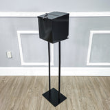 Black Metal Ballot Box Donation Box Suggestion Box With Black Stand