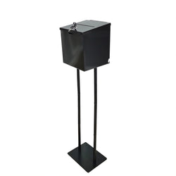 Black Metal Ballot Box Donation Box Suggestion Box With Black Stand