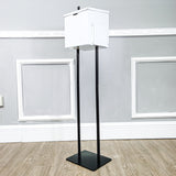 White Metal Ballot Box Donation Box Suggestion Box With Black Stand