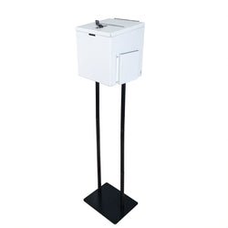 White Metal Ballot Box Donation Box Suggestion Box With Black Stand