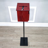 Black Metal Donation Box Floor Stand Lobby Foyer Tithes & Offering Suggestion 11065+1040S