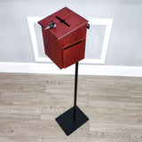 Black Metal Donation Box Floor Stand Lobby Foyer Tithes & Offering Suggestion 11065+1040S