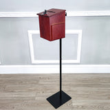 Black Metal Donation Box Floor Stand Lobby Foyer Tithes & Offering Suggestion 11065+1040S