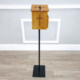 Black Metal Donation Box Floor Stand Lobby Foyer Tithes & Offering Suggestion 11065+10885