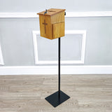 Black Metal Donation Box Floor Stand Lobby Foyer Tithes & Offering Suggestion 11065+10885