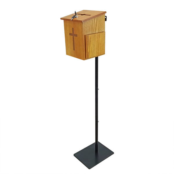 Black Metal Donation Box Floor Stand Lobby Foyer Tithes & Offering Suggestion 11065+10885