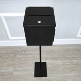 Black Metal Donation Box Floor Stand Lobby Foyer Tithes & Offering Suggestion 11065+10918-BLACK