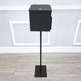 Black Metal Donation Box Floor Stand Lobby Foyer Tithes & Offering Suggestion 11065+10918-BLACK