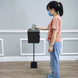 Black Metal Donation Box Floor Stand Lobby Foyer Tithes & Offering Suggestion 11065+10918-BLACK