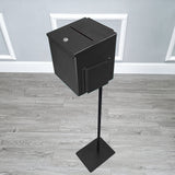 Black Metal Donation Box Floor Stand Lobby Foyer Tithes & Offering Suggestion 11065+10918-BLACK