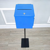 Black Metal Donation Box Floor Stand Lobby Foyer Tithes & Offering Suggestion 11065+10918-BLUE