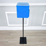 Black Metal Donation Box Floor Stand Lobby Foyer Tithes & Offering Suggestion 11065+10918-BLUE