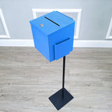 Black Metal Donation Box Floor Stand Lobby Foyer Tithes & Offering Suggestion 11065+10918-BLUE